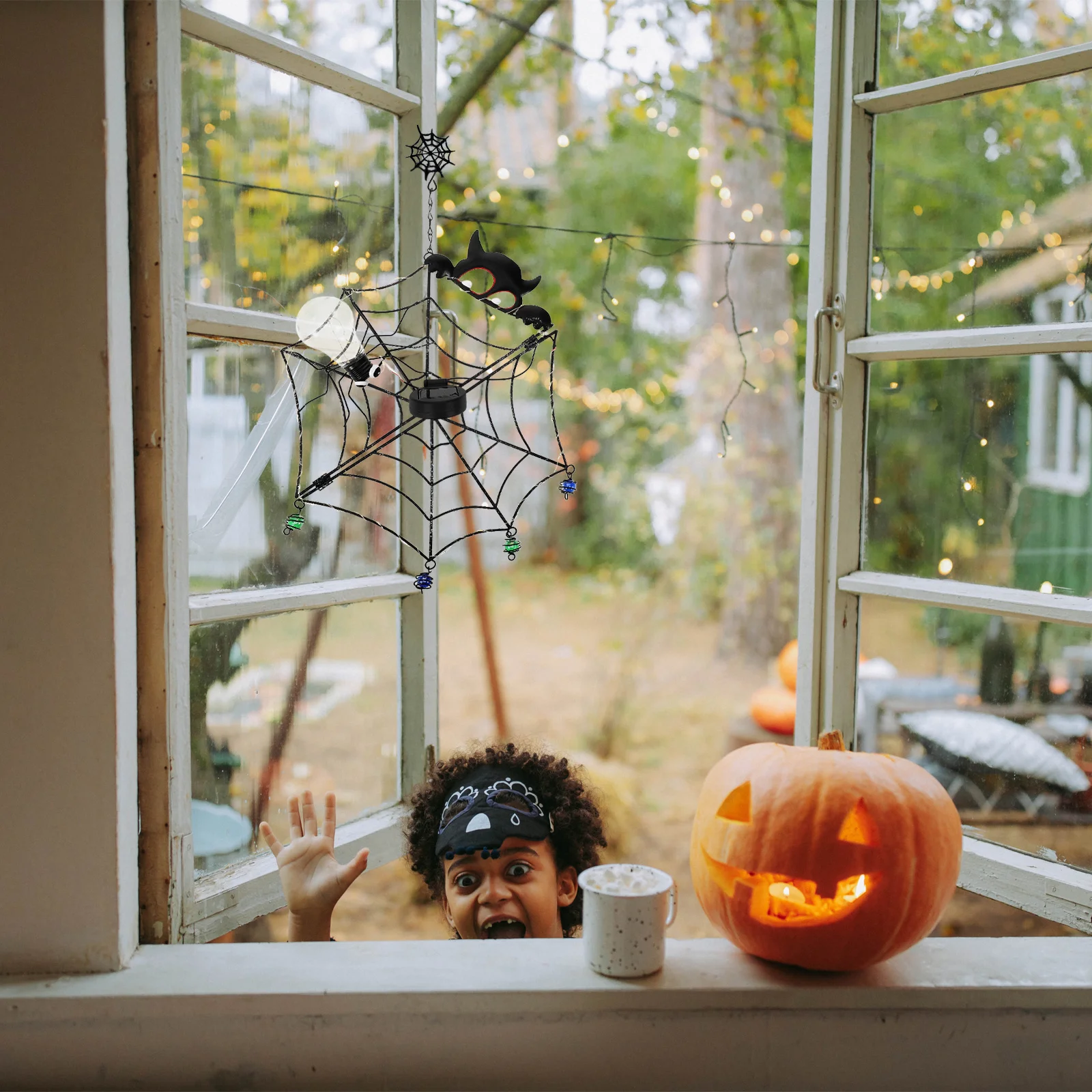 

Cute Halloween Decor Hanging Lights Decoration Outdoor Black Decorative Spider Baubles for Home