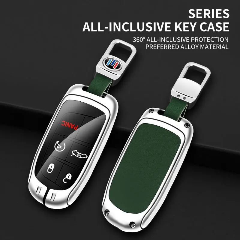 Suitable for Jeep Compass COMPASS car key case 2021 2020 2019 2017 SUV zinc alloy high-end leather car key case auto accessories
