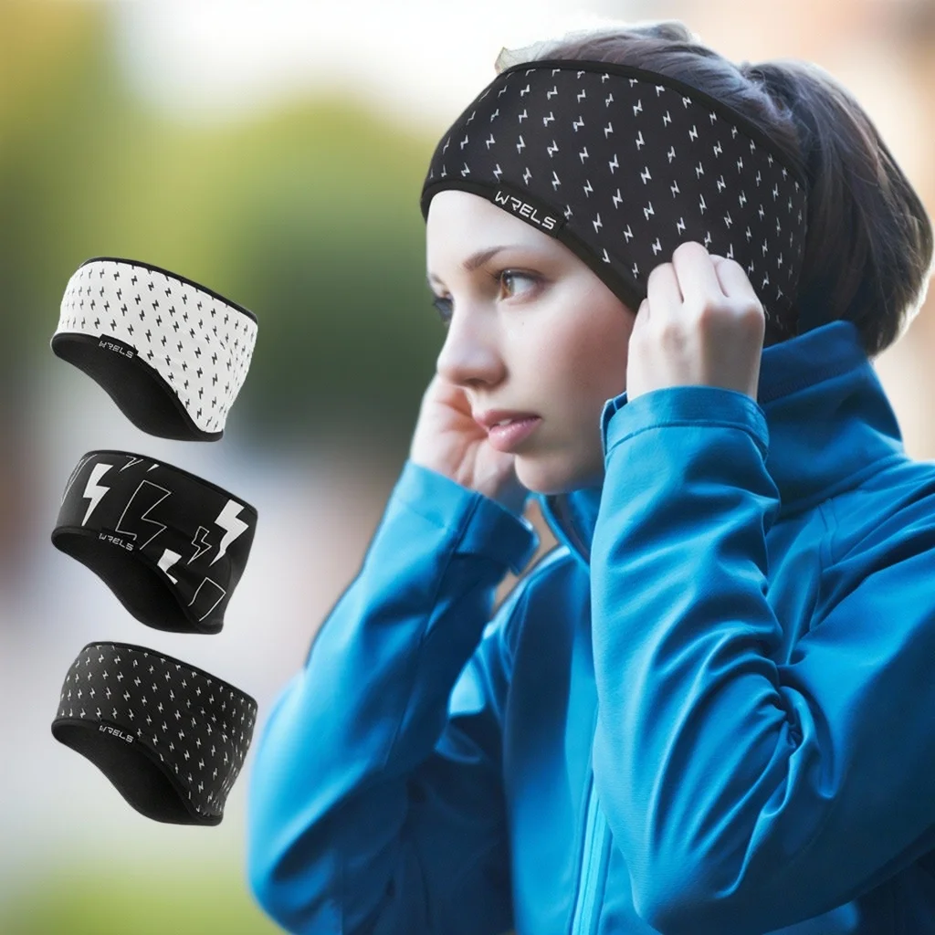 

WRELS Thermal Fleece Ear Warmer Headband Windproof Stretch Sports Headband for Running Skiing Workout