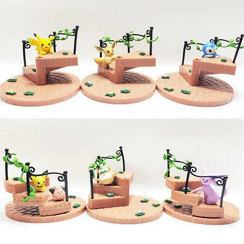 Pokemon Re-ment Japanese Version Rotating Staircase Second Wave Collectible Toy Pikachu Blind Box Display Item Action Figure