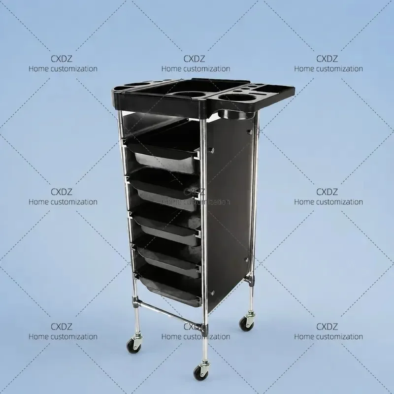 Cross Mirror Hair Tool Cart 5 Layer Drawer Trolley for Salon Barber Shop Perm Dye Storage Multi Functional Rolling Beauty