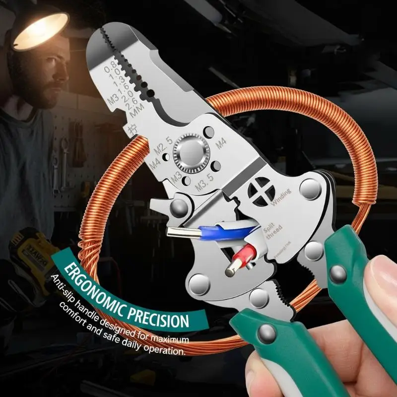Foldable Multi‑Function Wire Stripper Pulley Wire Crimping Hand Pliers  Wire Winding Electrician Jewelry DIY Craft Tool Supplies