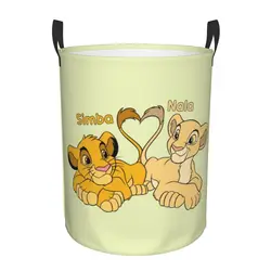 Customized Simba And Nala Cartoon Laundry Basket The Lion King Hakuna Matata Clothes Toy Hamper Storage Bin for Kids Nursery