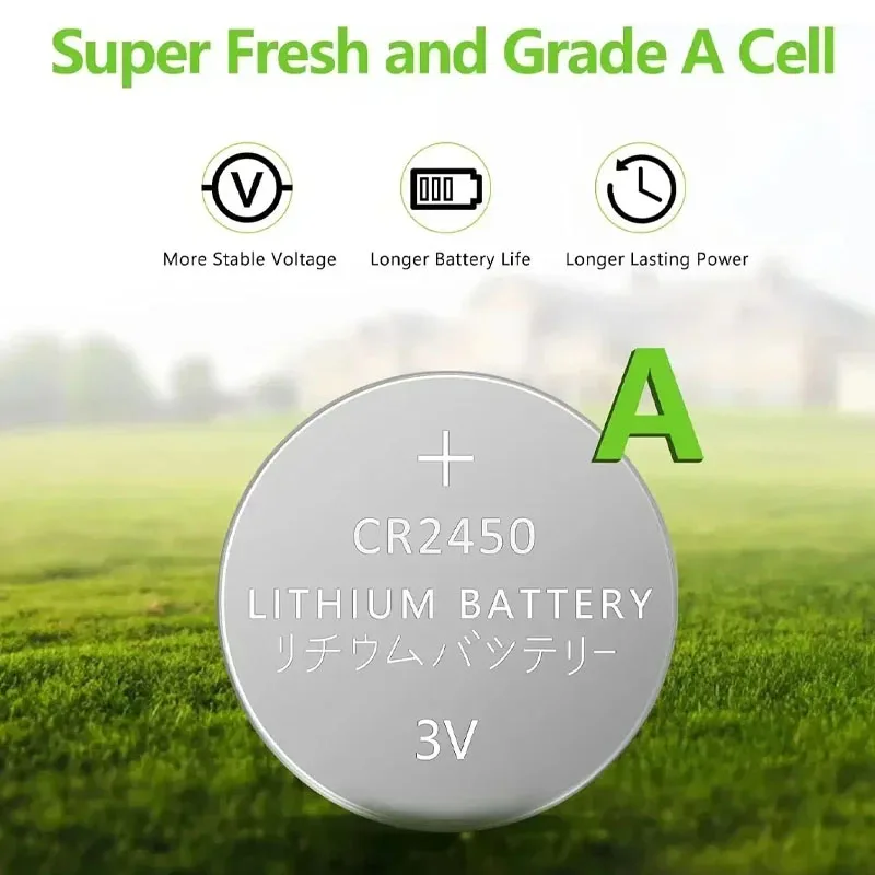 CR2450 3V Lithium Battery DL2450 BR2450 LM2450 KCR5029 Suitable for Toy Car Key Remote Control Watch LED Light Button Battery