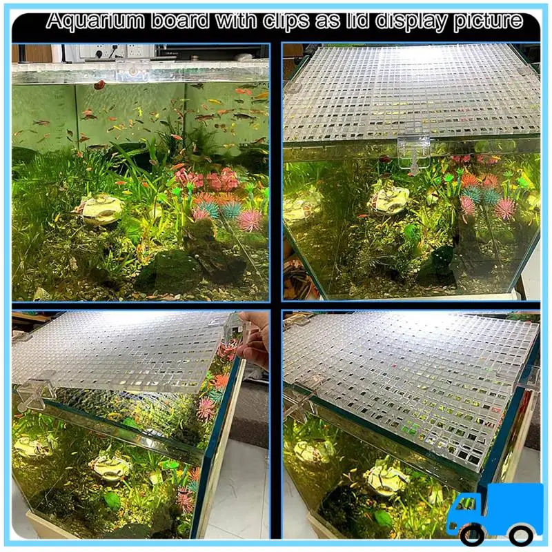 

Latest 4 Aquarium Lid Hood Fish Tank Top Cover Terrarium Lid Plastic Grid Panel Egg Crate Grate 6 Aquarium Cover Board Clip