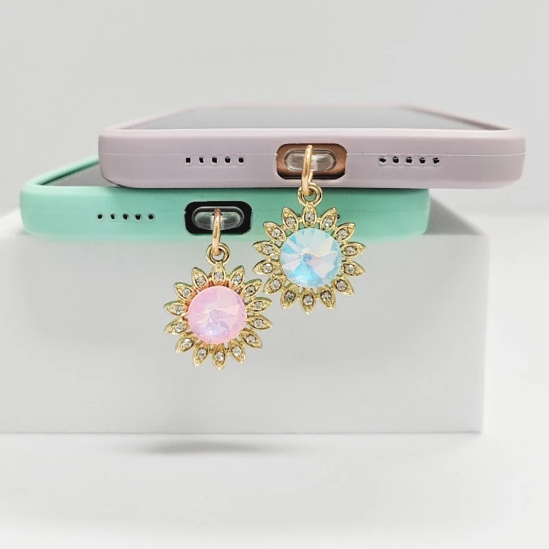 أزياء عباد الشمس نوع C الغبار التوصيل سحر رائعتين الأزهار تهمة ميناء التوصيل آيفون غطاء غبار قلادة ملحقات الهاتف #1