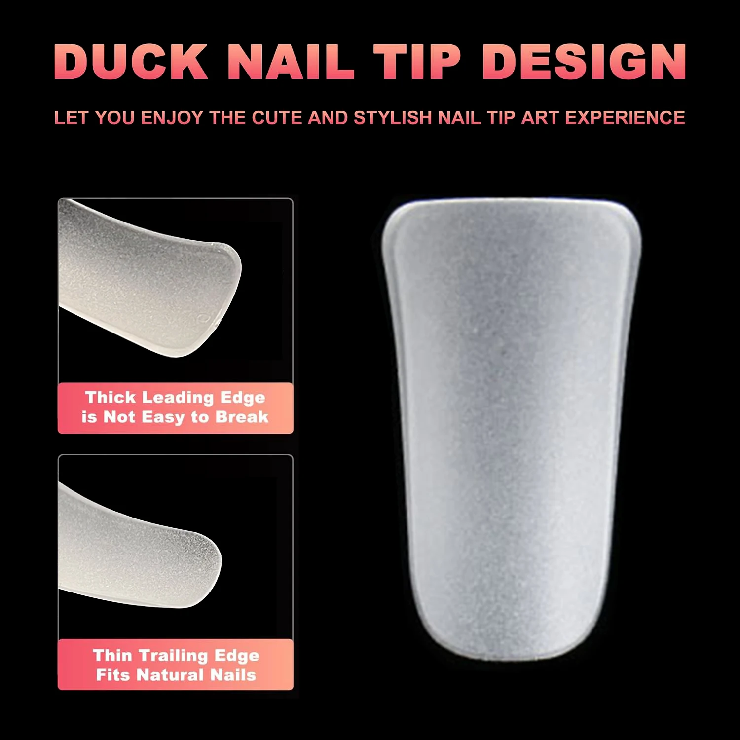 120pcs Matte Duck Feet Full Cover Nail Tips Duck Flare Wide French False Nail Extension Curved Artificial Acrylic Fake Press On