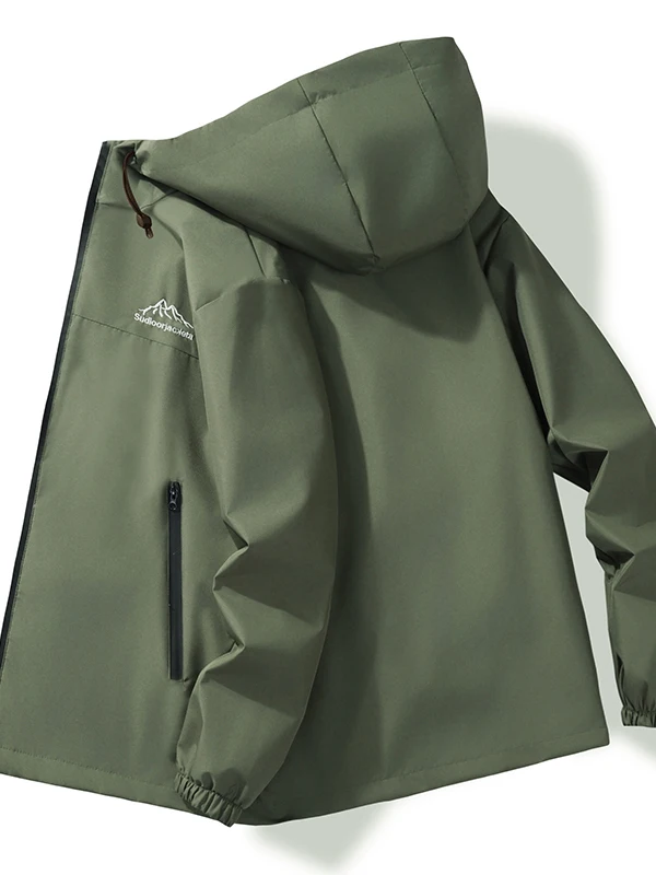 

Мужская демисезонная куртка свободного кроя с капюшоном, тонкая, водонепроницаемая, из полиэстера, повседневная верхняя одежда на молнии, с длинными рукавами