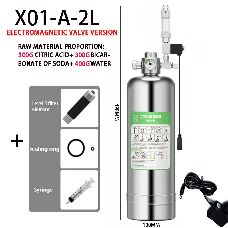 Aquarium DIY CO2 Generator systeem Kit RVS CO2 Cilinder Generator Systeem Kooldioxide Reactor Kit Voor Plant Vis