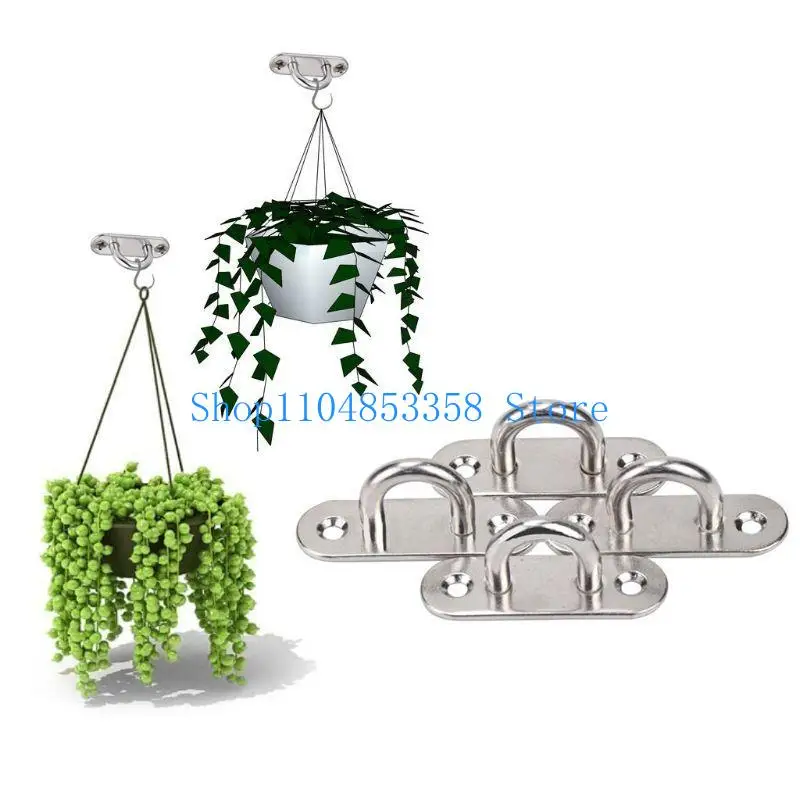 

652F 6Pcs Anti-rust Stainless Steel Fixing Buckle Hook 5mm Metal Eye Plate Oblong Pad