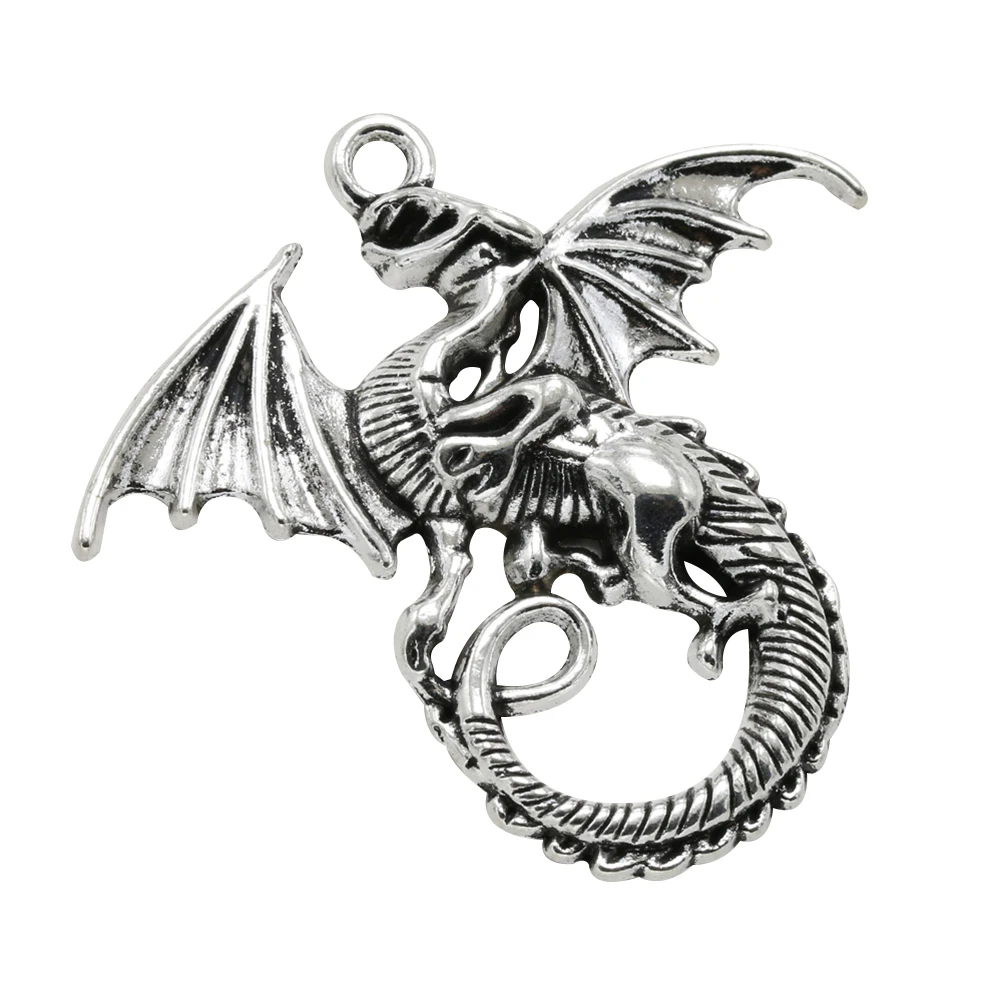 

10pcs Alloy Dragon Pendant Charm Simple Accessories for Necklace Bracelet Earrings Jewelry Making Stylish Unique