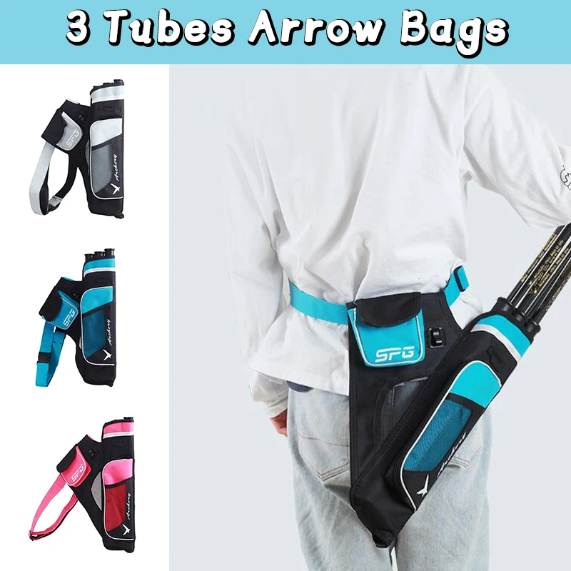 

Arrow Bags 3 Tubes Adjustable Shoulder Waist Quiver Carrying Storage Pack Bow Archery Hunting Competition Archery Hall Equipment