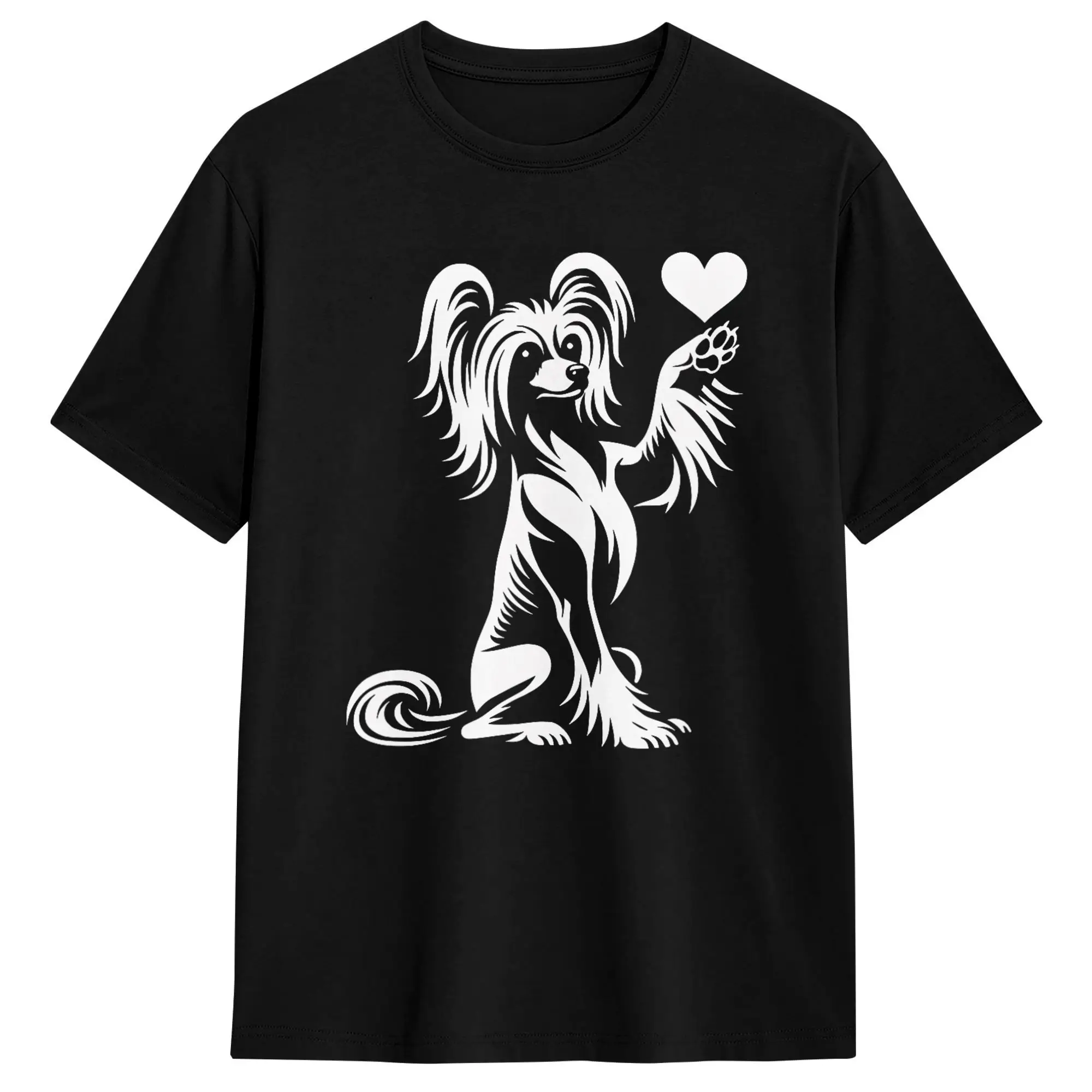 Mens T Shirt Love Chinese Crested Dog Paw Heart Graphic Design T Shirts Popular  Summer Tees Y2K Basic Cotton Clothes Plus Size
