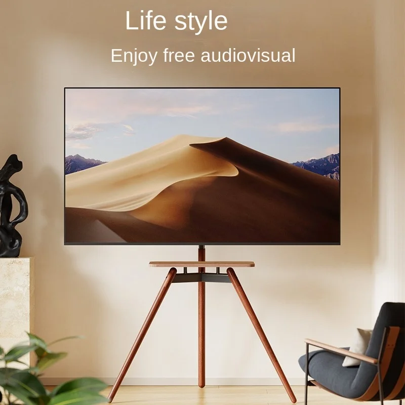 Movable TV Cabinet Bracket Floor-standing Storage Solid Wood Medieval Style Living Room Bedroom Monitor TV Rack