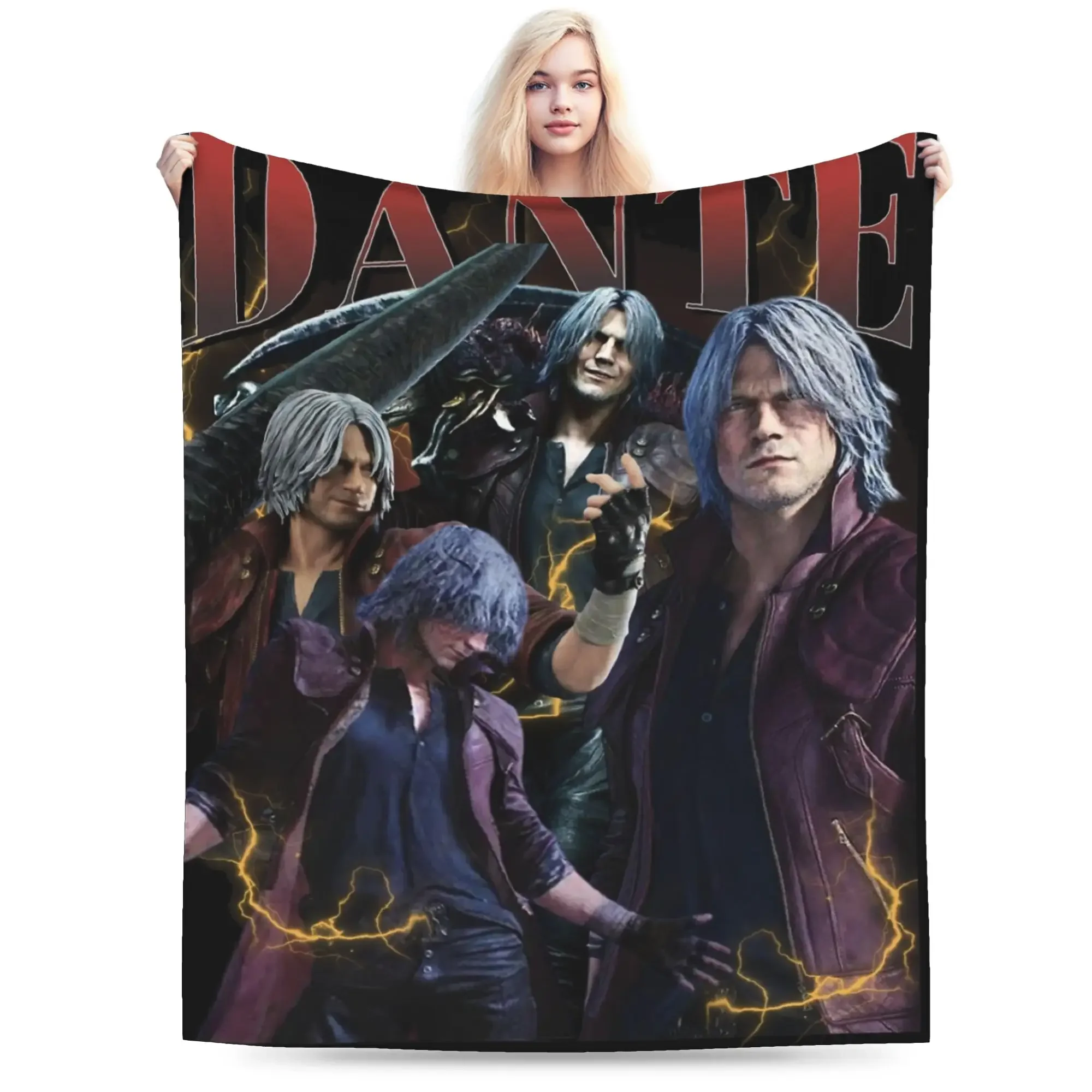 Custom Limited Dante Devil May Cry Blanket Flannel Autumn/Winter Multi-function Super Soft Throw Blankets For Sofa Couch Rug Pi