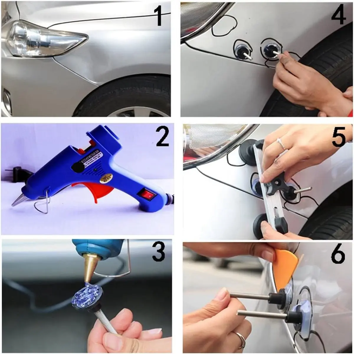 

(PQWN) Набор инструментов для беспокрасочного удаления вмятин, для ремонта вмятин на кузовах автомобилей, мотоциклов, холодильников, включая вмятины от града, вилка стандарта США