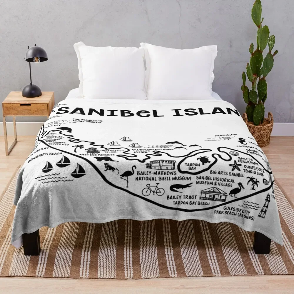 

Sanibel Island Map Throw Blanket Decorative Beds Bed Fashionable Luxury Thicken wednesday Blankets