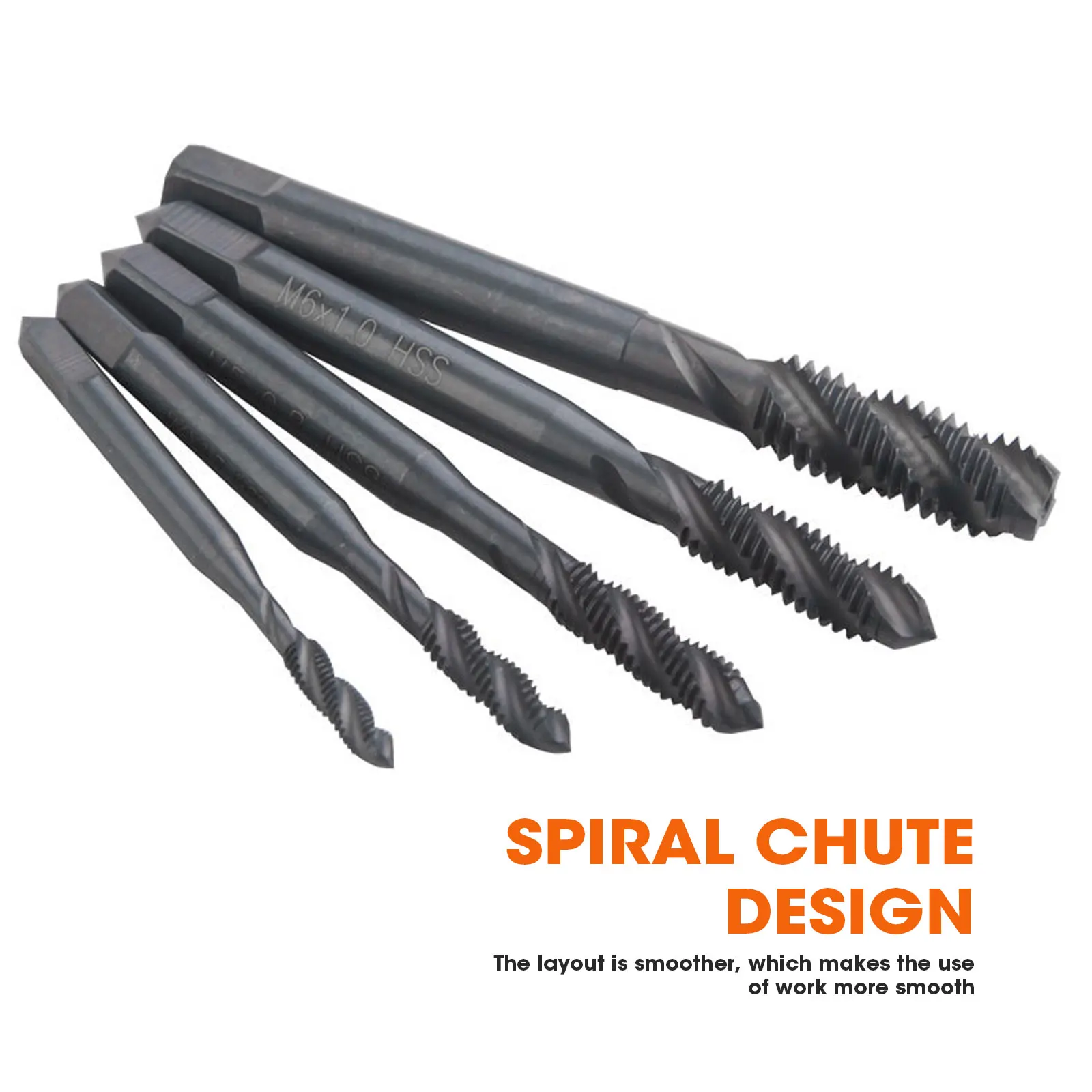 5pcs High-speed Steel 6542 Nitrided Spiral Groove M3-M8 Machine Tap Set Thread Tapping and Easy Chip Removal Tool