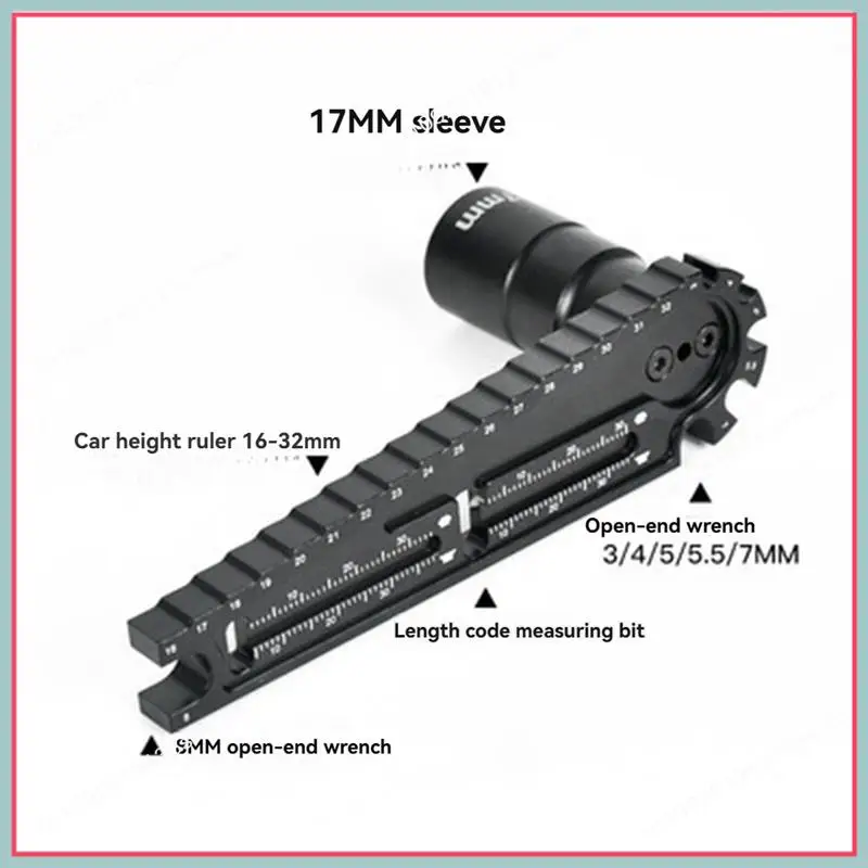 N94R Multifunction 17Mm 8Mm HEX Nuts Installation Tool Vehicle Height Adjustment Wrench Screw Length Measurement For RC Car