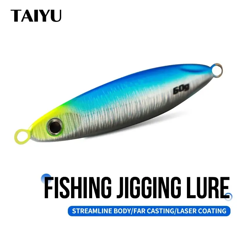 TAIYU 60g Metal Jig Fishing Lure Micro Jigging Lures Sinking Wobblers Jigs for Sea Fishing Lure Luminous Artificial Hard Bait