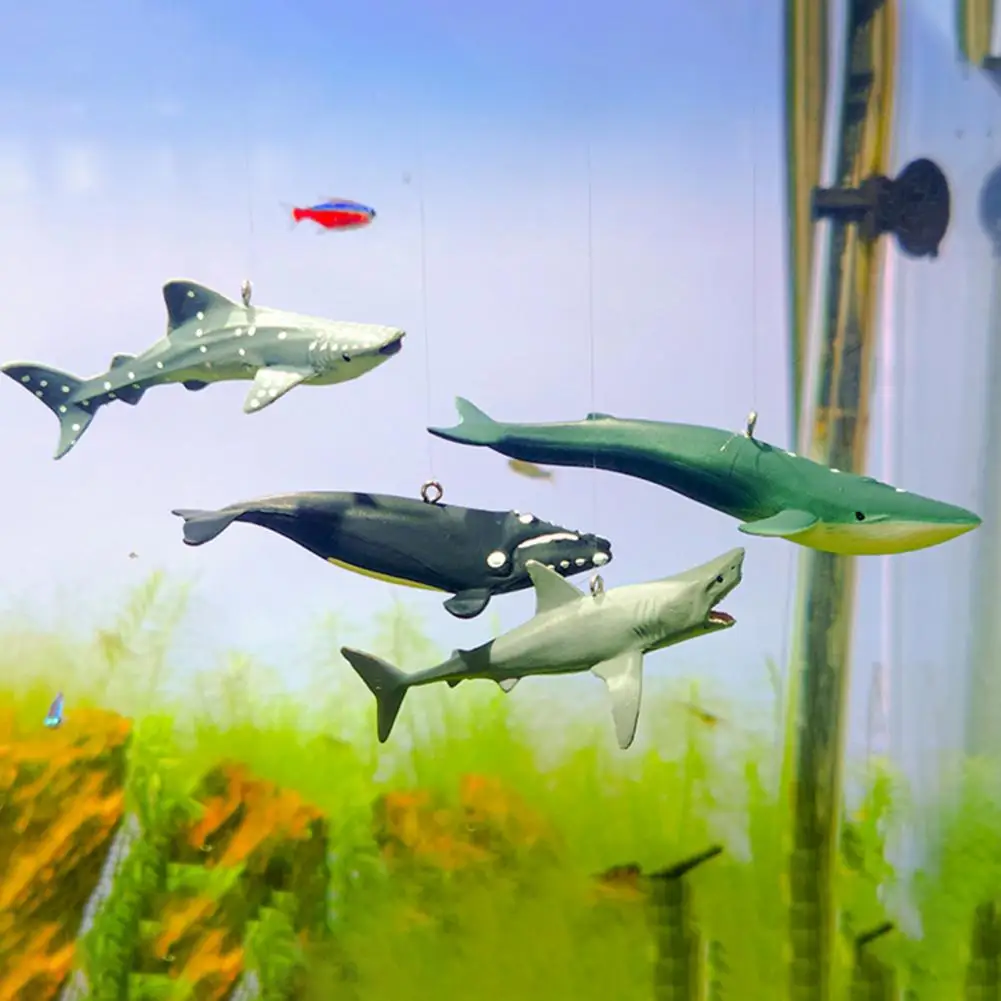 Novel Fish Tank Decor Vibrant Mini Simulated Floating Whales Aquarium Ornaments Realistic Cartoon Figurines for Fish Tank