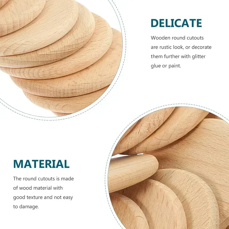 25-70mm Natural Beech Wood Round Coins, Blank Wooden Discs for DIY Craft, Art Project, Painting, and Staining Carving Letter view 2