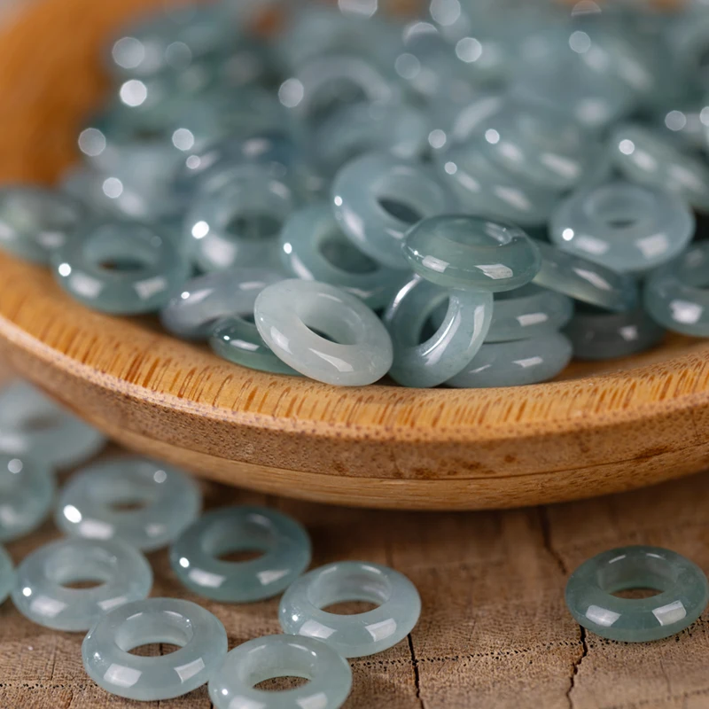 

10PC Natural Jade Emerald Blue Water Circular Ring Bagel Beads Accessories DIY Bangle Charm Jewellery Luck Man Amulet New