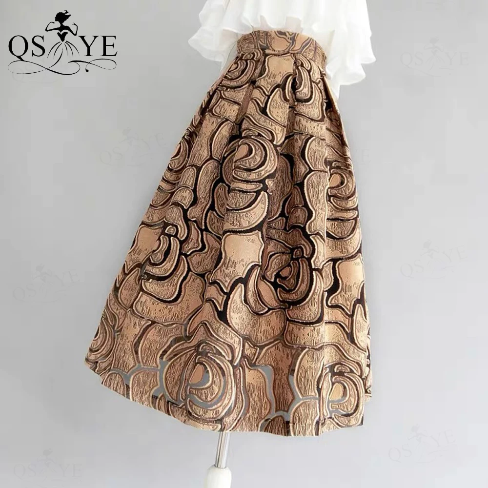 

Gold Big Rose Prom Dresses A line Overskirt Hollow out Organza Skirt Women Overlay Evening Gown Skirt Long Maxi Party Dress