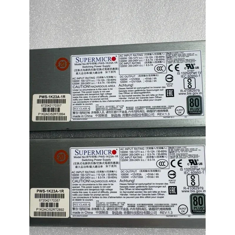 for SUPERMICR PWS-1K23A-1R Server Power Supply Unit Replacement Compatible with Supermicro Servers High Efficiency
