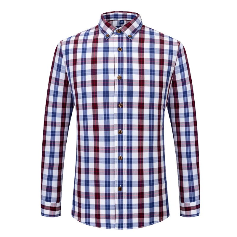 Chemise à manches longues pour hommes, 100% coton, de haute qualité, à rayures, décontractée, Business, à carreaux, mode, vêtements de marque, coupe Standard, automne