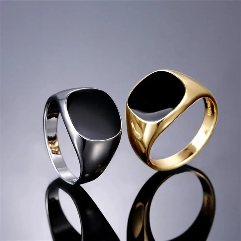 New 2023 Metal Glossy Rings for Men Geometric Width Signet Square Finger Punk Style Fashion Ring Jewelry Accessories Whole Sale