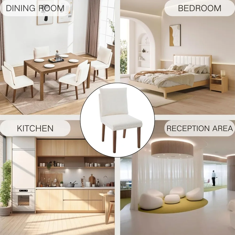 Dining Chairs Set of 4 with Removable Back Cushions,Modern Linen Upholstered Dining Chairs for Kitchen,Dining Room,Living Room,