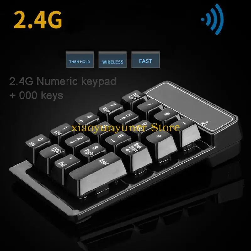 P9JB 19-Key Keypad Numerik 2.4GHz Nirkabel Numpad USB Receiver Mini Keyboard 5 Juta Waktu Kehidupan untuk Komputer PC Laptop