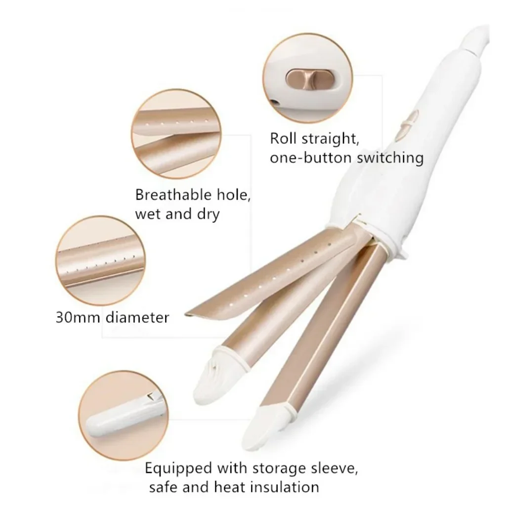 Multifunctionele 3 In 1 Gouden Keramische Haarkrultang Haar Krultang Stijltang Verwarmde Roller Professionele Haarstyling Tools