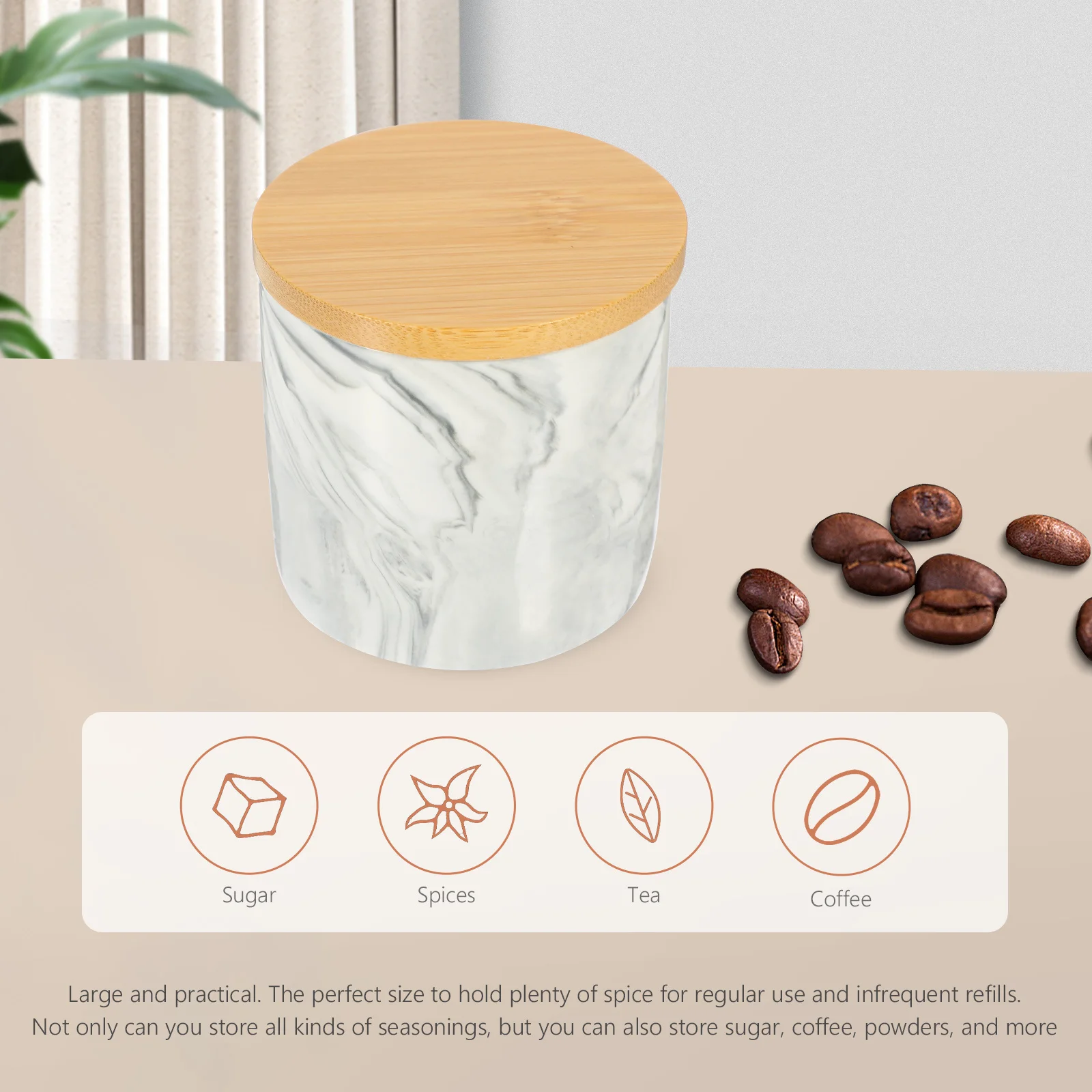 

Storage Container Ceramic Jar For Ceramic Canister Tea Coffee Spice Airtight Bamboo Lid Kitchen Pantry Organization