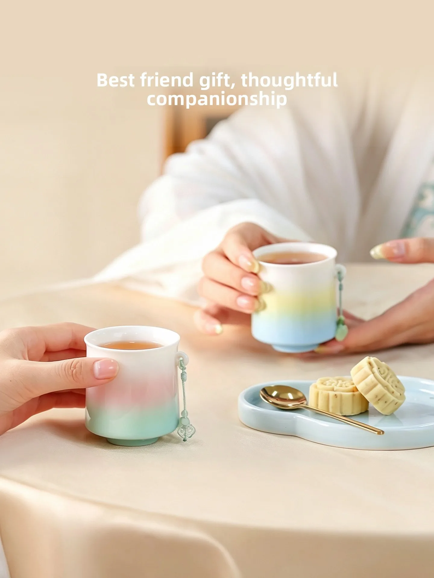 New  Imperial Colors Ceramic Tea Set Matching Pair Tea Cups Host Guest Birthday Gift Traditional Chinese Style Straight...