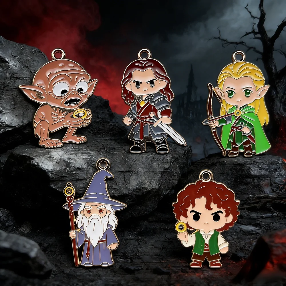 Kit de 5 Peças de Pingentes de Esmalte de Personagens de Desenhos Animados e Filmes de Anime para Fabricação de Joias - Acessórios para Brincos, Colares e Pulseiras