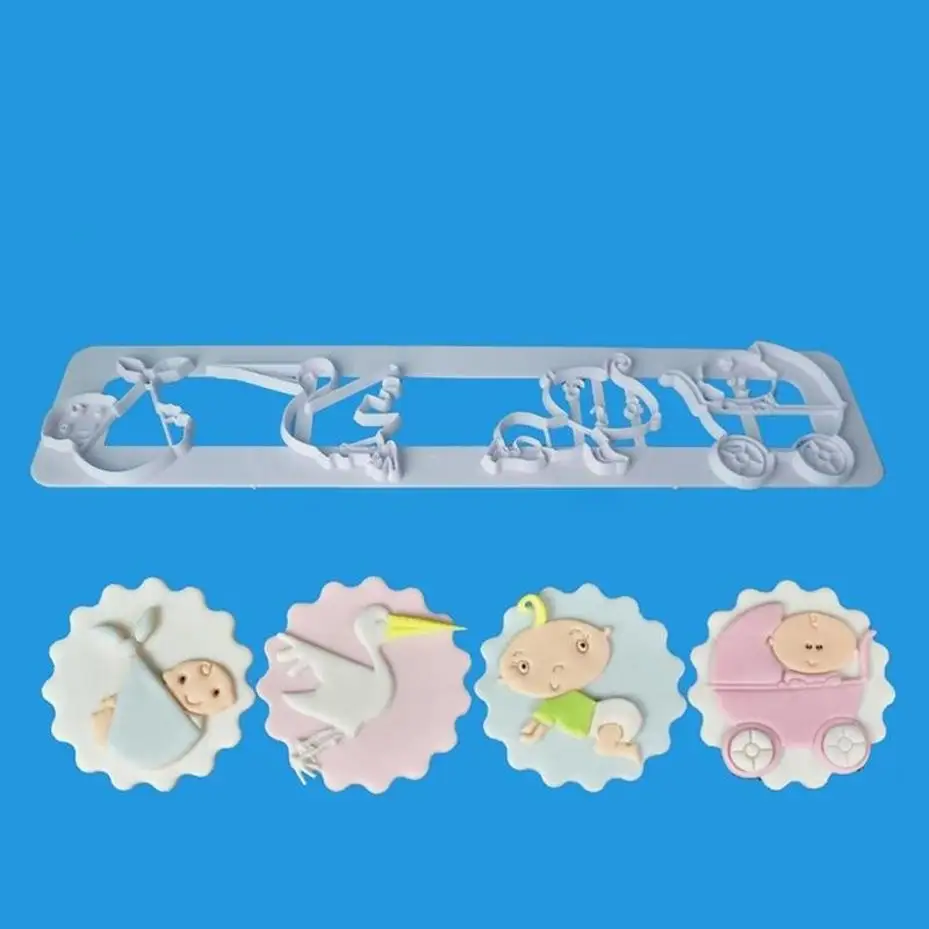 1 Pcs Baby Carriage Cake Mold Decoration Cookie Cutter Shape Food Grade Plastic Cake Cutters Biscuit Mold Cake Tools