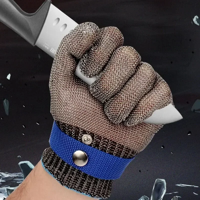 Grade 5 Anti-cutting Steel Gloves Stainless Steel Anti-cutting Safety protection Metal Mesh Gloves Meat knife Anti-stabbing