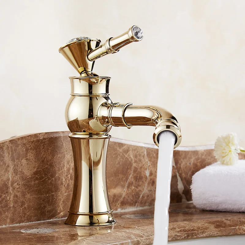 

Single-hole faucet washbasin retro stage basin gold rotating hot and cold toilet faucet