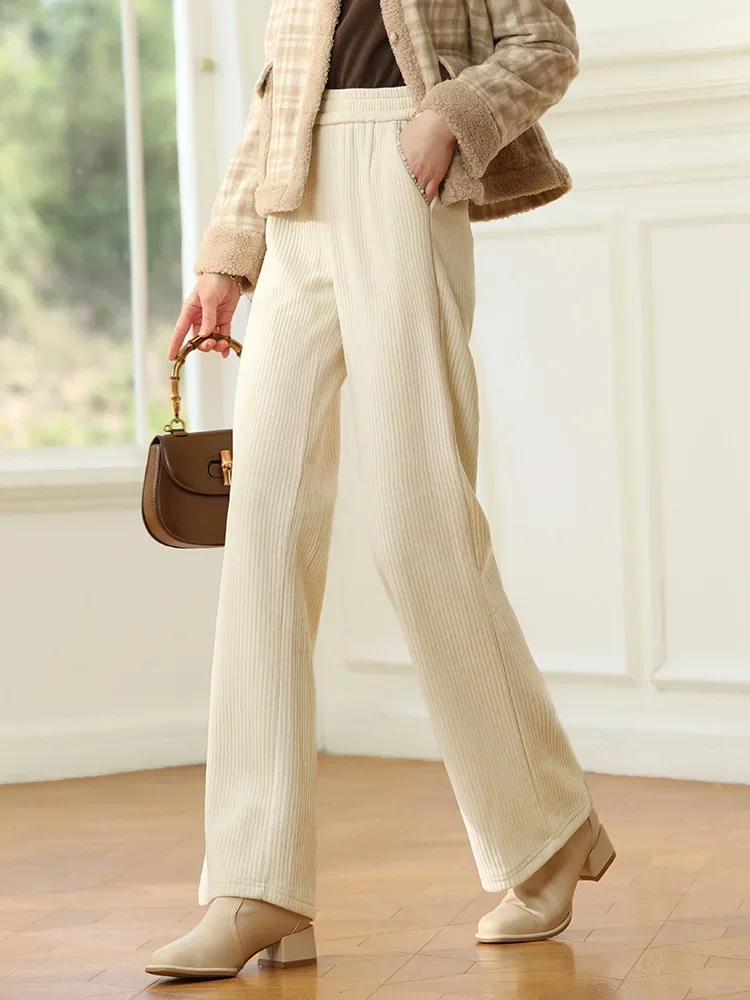 I BELIEVE YOU Casual Pants For Women Baggy Wide Legs Thick Pants 2023 Autumn New Commuter Warm Sag Sense Trousers 2234045381