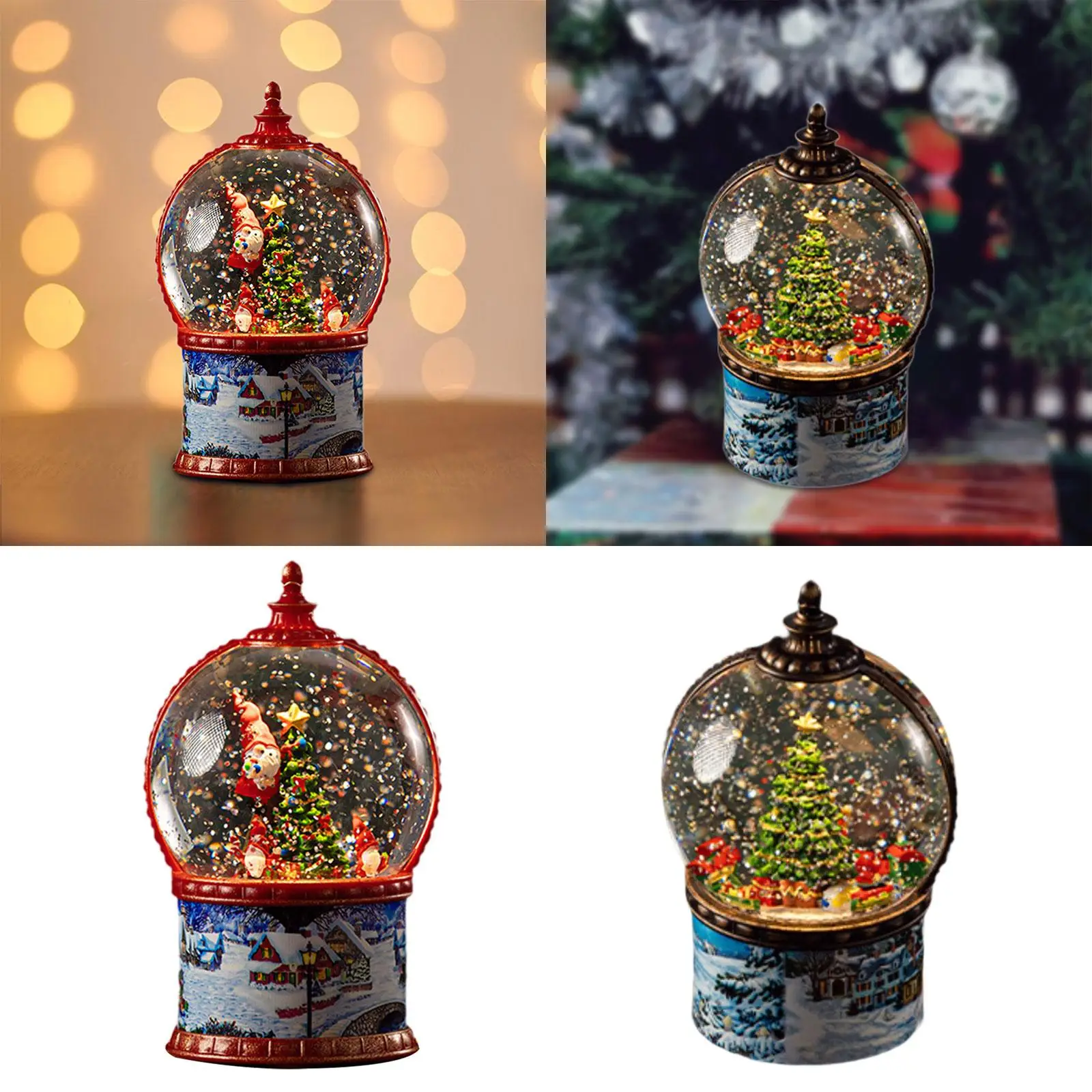Christmas Snow Globe Decorative Festival Rotating Tabletop Ornament Light up