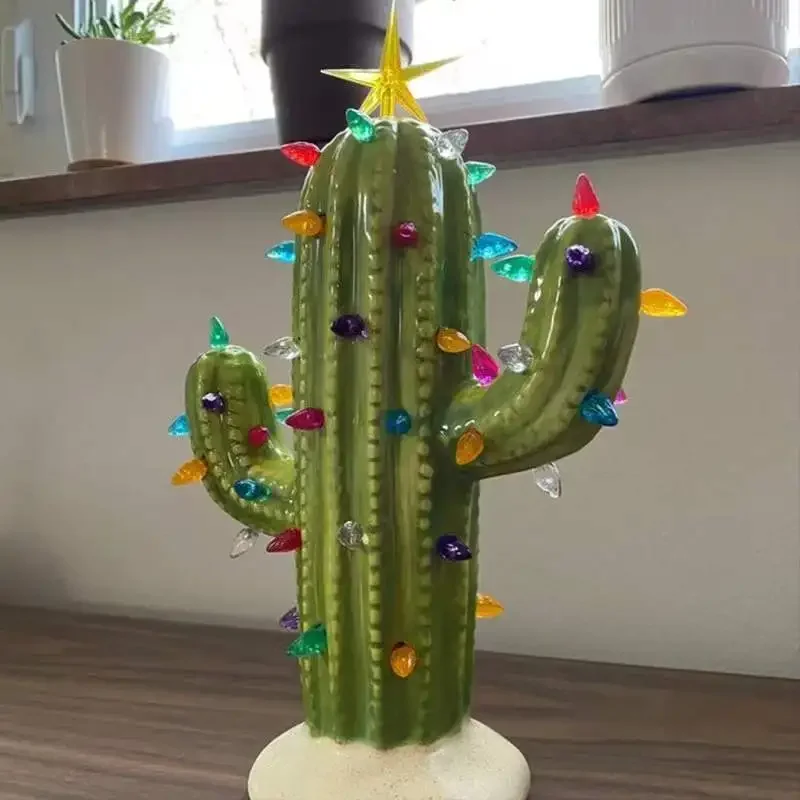 Nice Resin Cactus Night Light Christmas Lighting Decoration Led Lights Atmosphere Ornaments