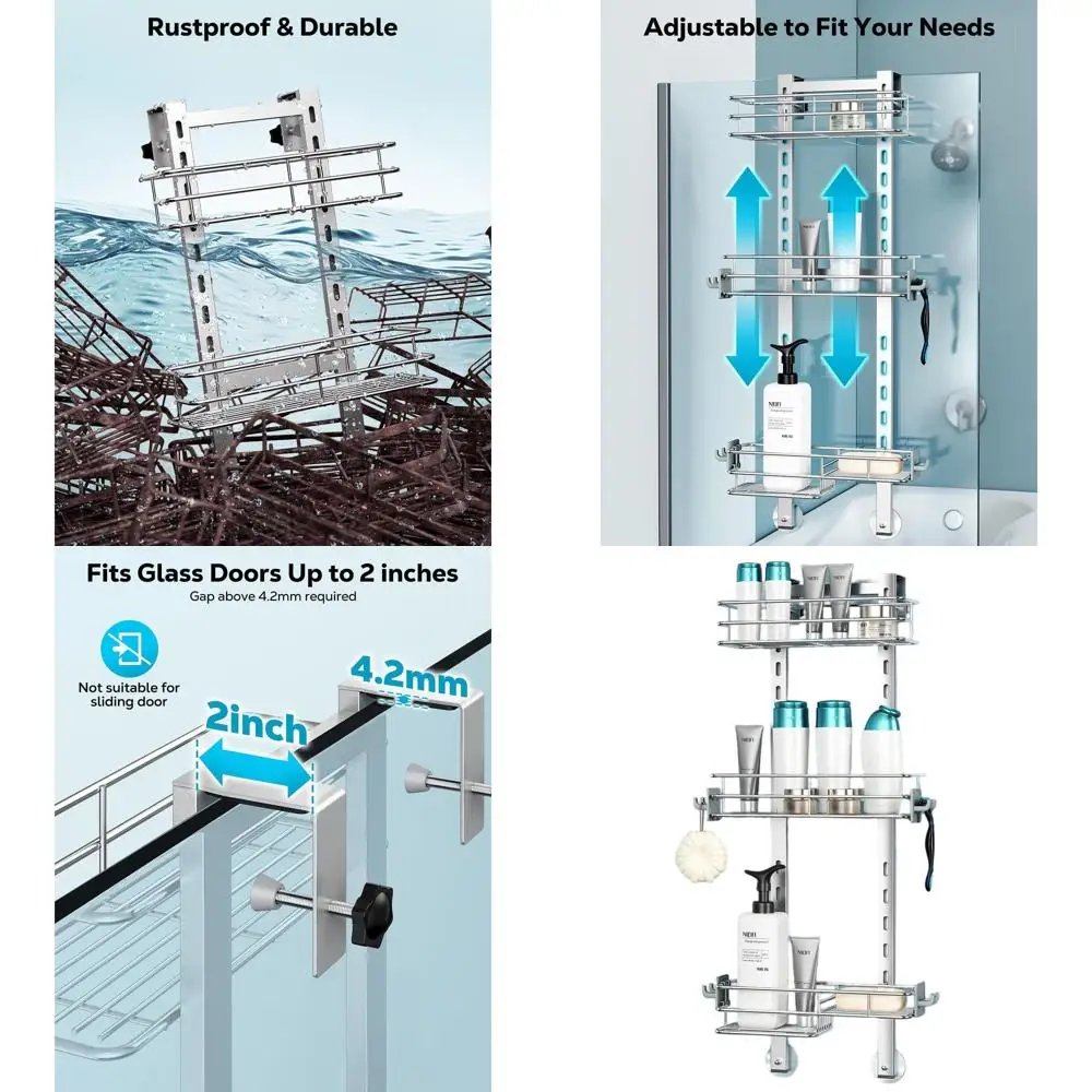 

Регулируемый органайзер для душа из нержавеющей стали, устойчивый к ржавчине, серебристого цвета