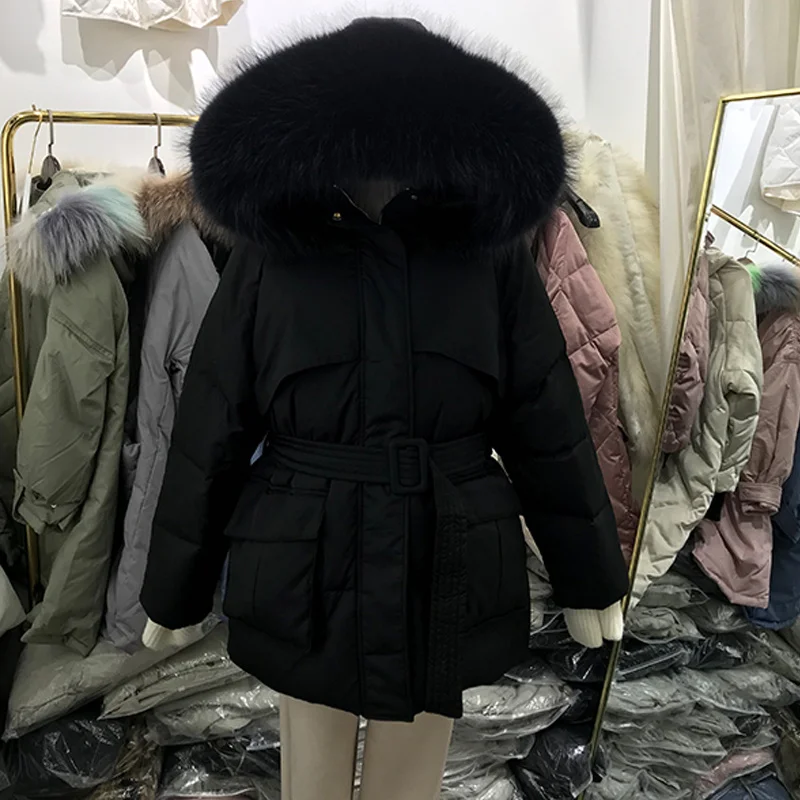 

Winter Down Jacket with Women Real Large Fox Fur Collar Parka Women 2023 New Style Korean Fashion Oversized Coat Fall Outerwear