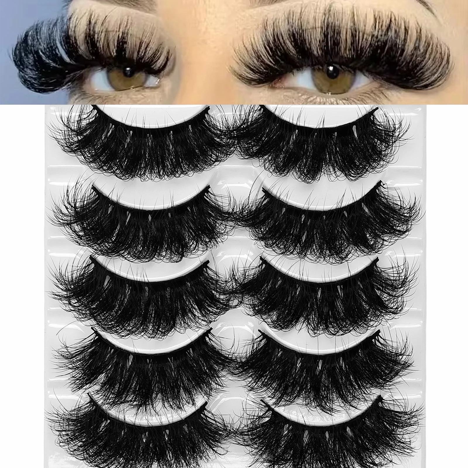 

5 Pairs Eyelashes Faux Mink Eyelashes Long Lasting Fluffy Mink Lashes Dramatic Volume lashes Extension Thick Long