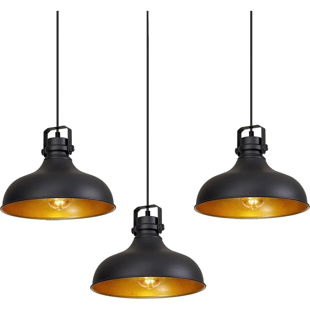 

Vintage Adjustable Height Dome Pendant Lights, 3-Pack for Kitchen Island, Dining Room, and Barn