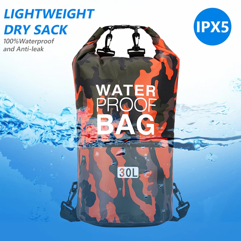 Waterproof Dry Bag 30L 20L 15L 10L 5L For Kayak Swimming Trekking Boating Floating Gym Bags Beach Accessories Rafting Bag XAZ9