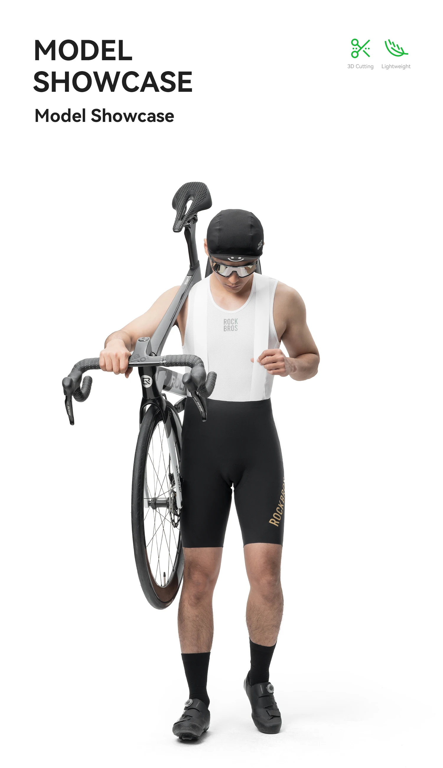 ROCKBROS Herren Fahrrad-Trägerhose Nahtlos mit Italienischer Polsterung Atmungsaktive Leichte Fahrradshorts – Detail 10