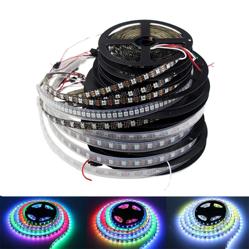 

WS2812 LED Strip Smart LED Lamp Tape RGB Strip Light IP65 Waterproof Ribbon Lamp DC 5V TV Backlight Decoration Light 5m SMD 5050